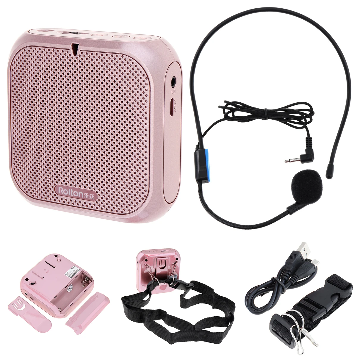 Rolton Mini Original Sound Megaphone Portable Voice Amplifier Waist Band Clip Loudspeaker Support USB FMRadio TF MP3 Player 133g