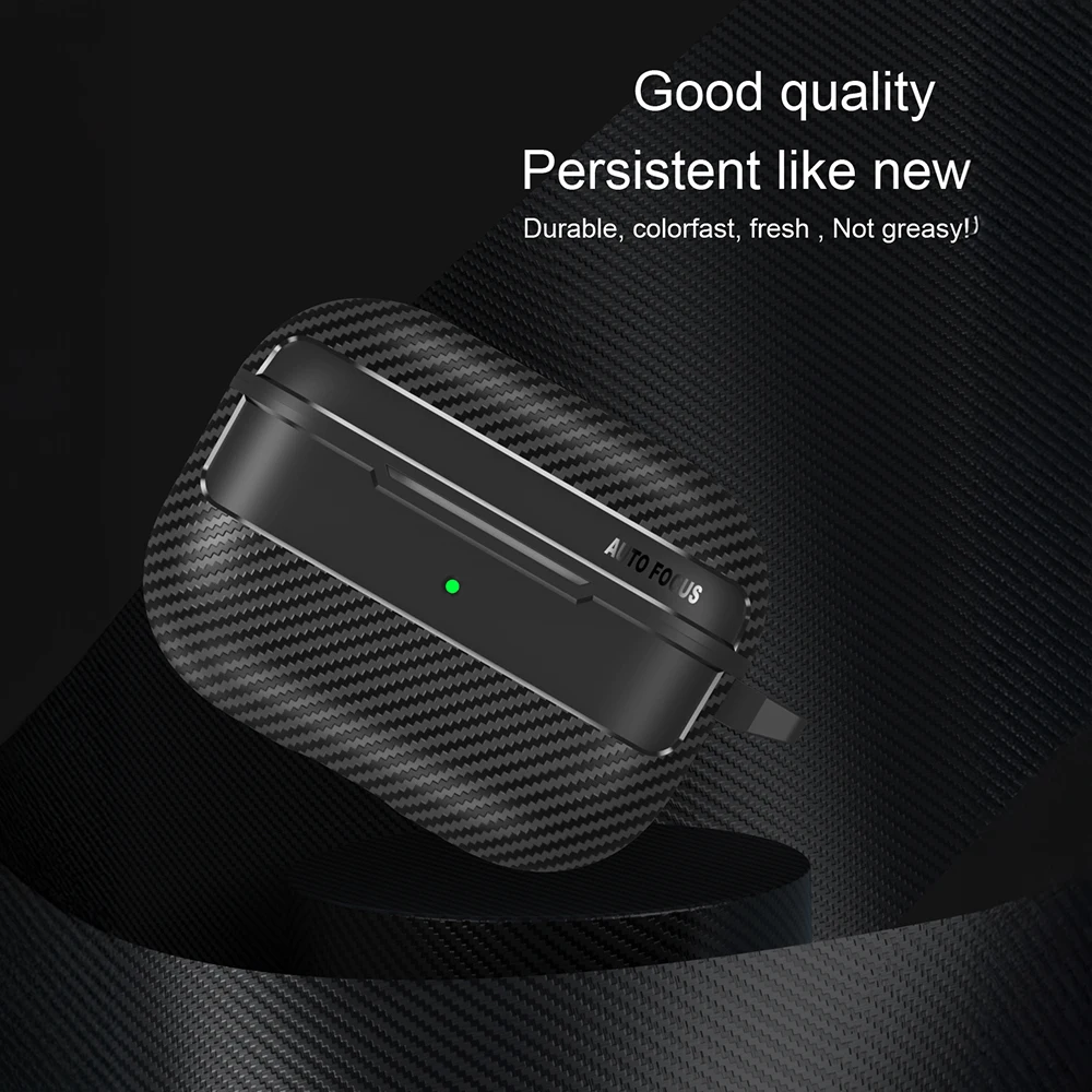 

Shockproof Case for Airpods Pro3 Cover Carbon Fiber Texture Black Clear Shell for AirPods4 Coque for Airpod 4 Accessories Hook