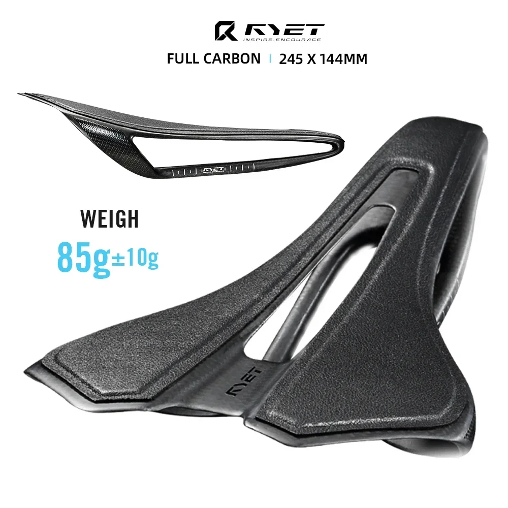 AliExpress RYET Ultralight 85g Full Carbon Bike Saddle 249x144mm 7x9cm MTB Gravel Road Cycling Dual-Track Hollow Racing Seat Bicycle Parts