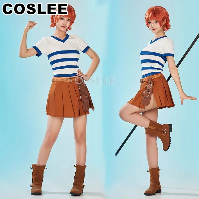 InYoYo Nami Cosplay Costume Anime One Piece Cos Daily Lovely Uniform T shirt Skirt Halloween Party Outfit Women Role Play