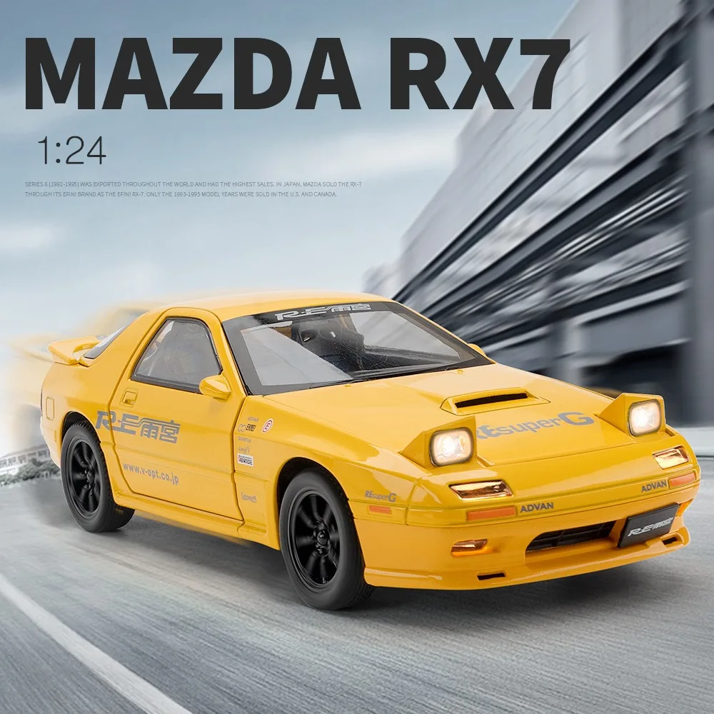 

1:24 INITIAL D Mazda RX7 RX-7 Alloy Car Diecasts & Toy Vehicles Car Model with Sound and Light Supercar Toys for Children Gifts