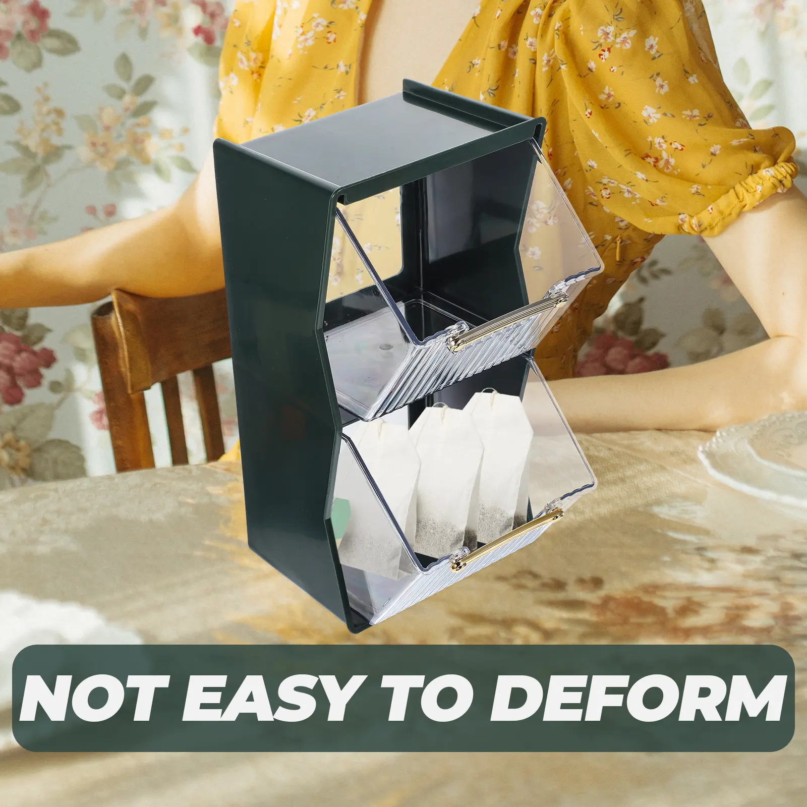 Coffee Sugar Bag Organizer Double-Layer Tea Bag Holder Multifunctional Storage Rack for Kitchen Office Hotel Tea Container