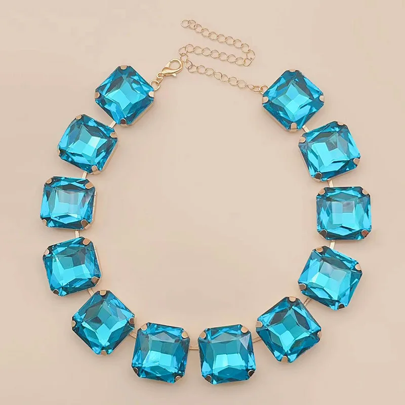 

Valentine's Day Romantic Crystal Square Necklace Fashion Exquisite Niche Hundred Jewelry Sets