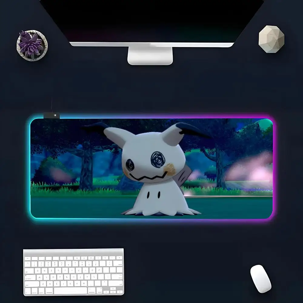 Game M-Mimikyu Mouse Pad RGB Glow Personality Picture Custom PC Table Mat Carpet Mat Game Player Dedicated LED