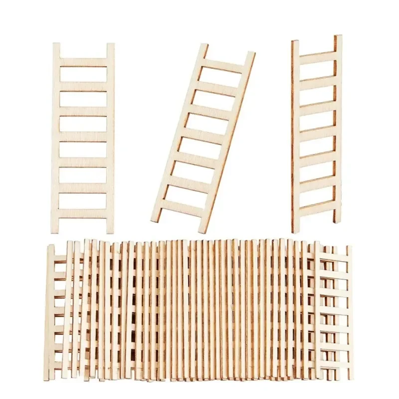 

10pcs Mini Garden Ladder Miniature Wood Ladders Mini Wooden Step Ladders Miniature Furniture Garden Ornament for DIY Crafts