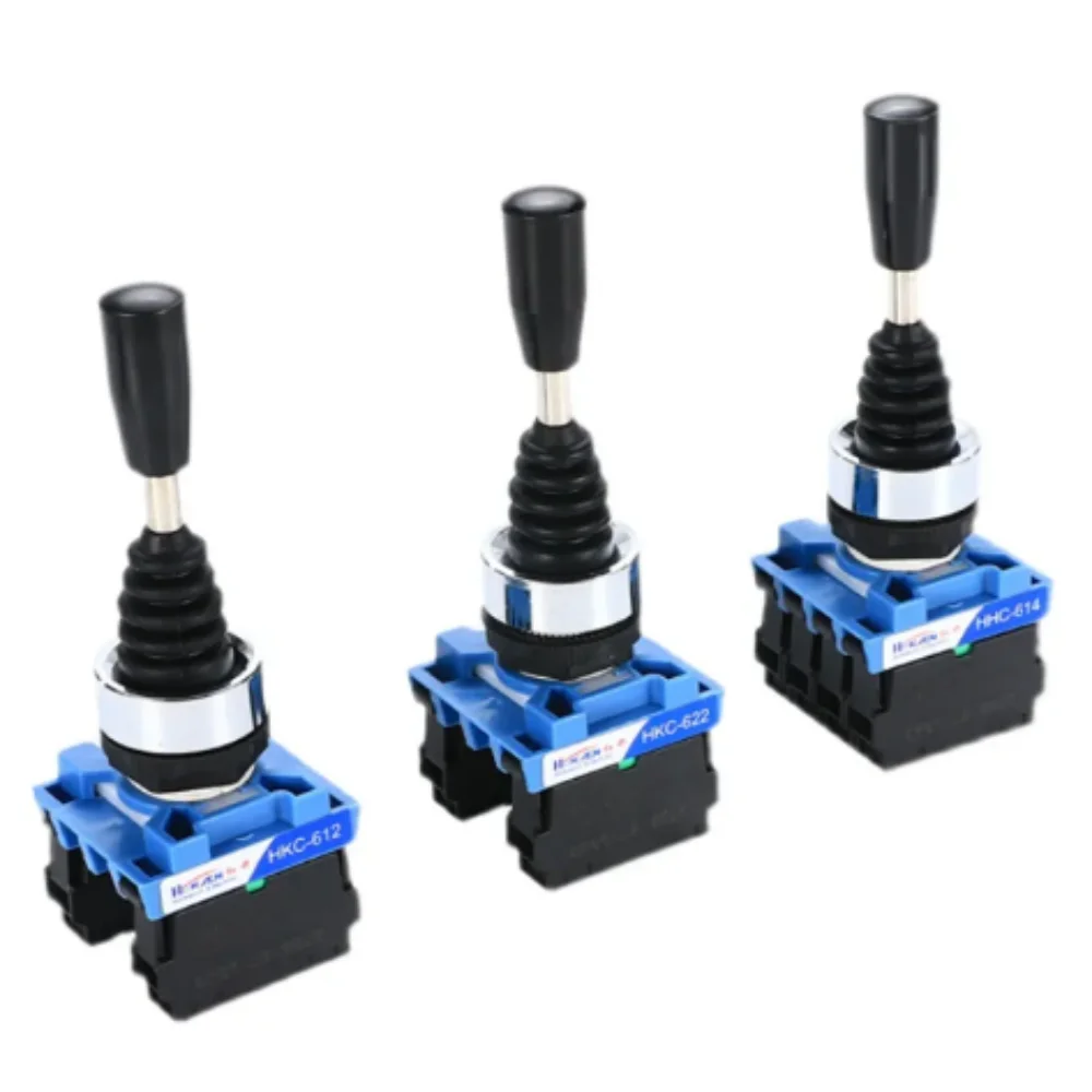

HKC614 612 622 624 22mm Joystick Switch Momentary Monolever Cross Rocker Master Switch 2/4-Way Self-reset Self-lock 2NO 4NO