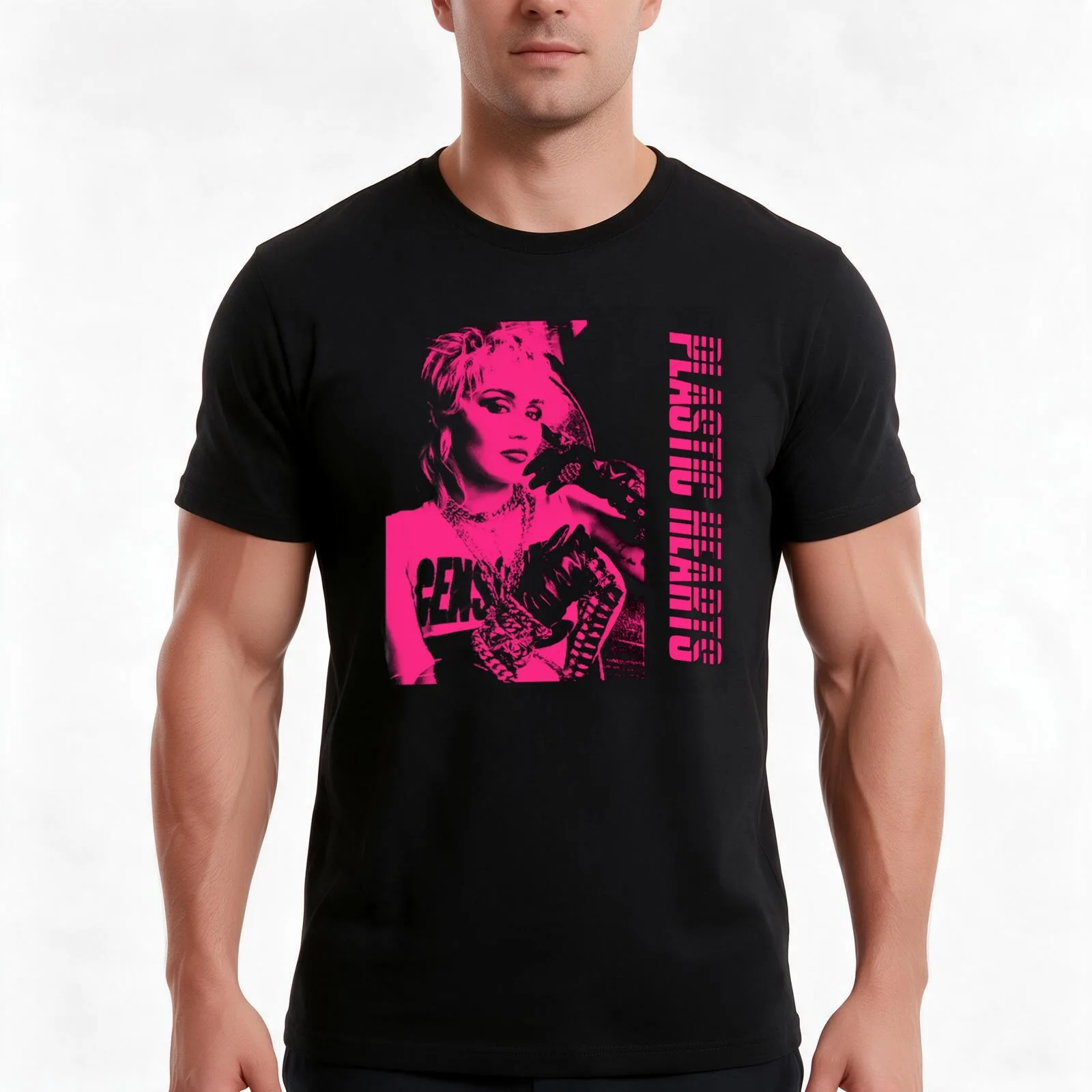 PlasticHearts Miley T-Shirt, Summer Casual Cotton Tee, Oversized Streetwear Tops, Vintage Graphic Print, Loose Fit Short Sleeve