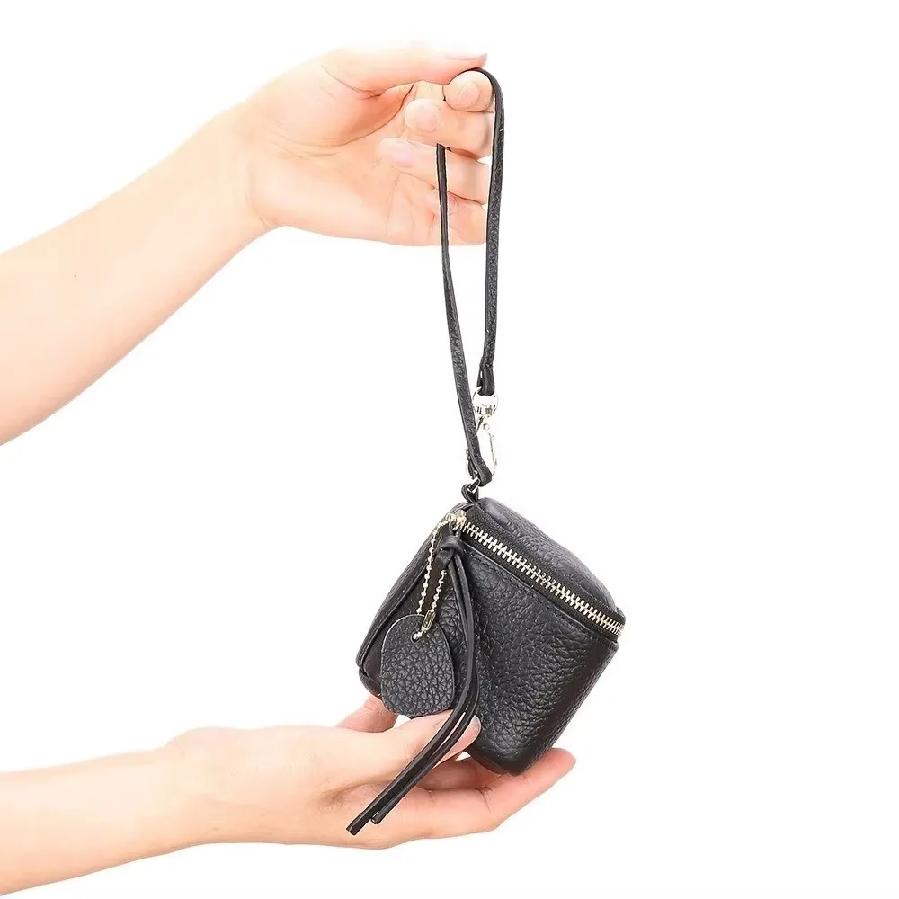 Vintage Round Shape Cosmetic Bag Leather Multifunctional Travel Storage Bucket Zipper Storage Bag