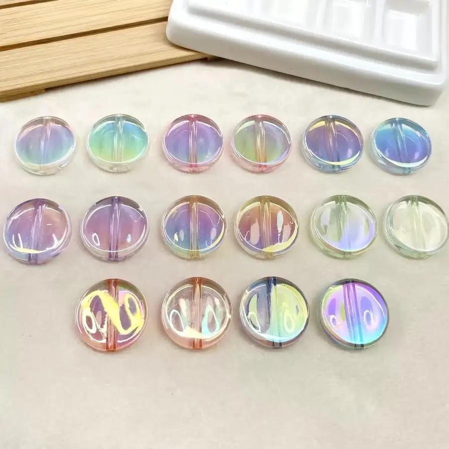 1/5/10/20/50/100pcs s/s/s 20Mm Iridescent Acrylic Transparent Decorative Beads, Suitable for Jewelry Making, Crafting And Creati