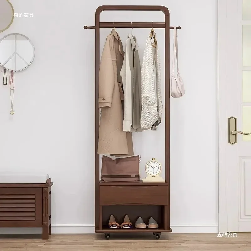 رف معطف من الخشب الصلب الاسكندنافي، مرآة مناسبة مع خزانة أحذية، شماعة غرفة النوم، رف بسيط، غرفة المعيشة المنزلية