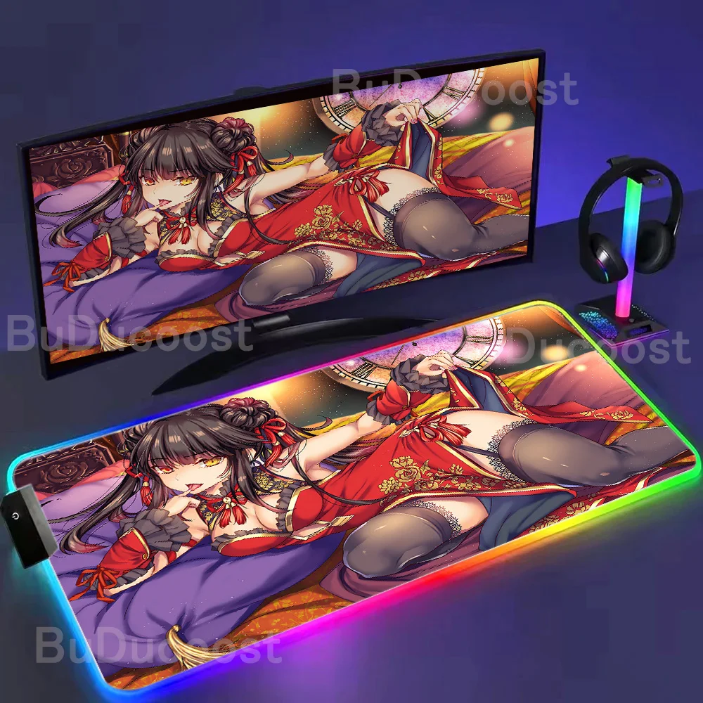 

Коврик для мыши RGB Tokisaki Kurumi, большой коврик для мыши Date A Live, настольный коврик, игровые аксессуары для ноутбука, клавиатура 900 × 400 мм, коврик для мыши в стиле аниме для ПК