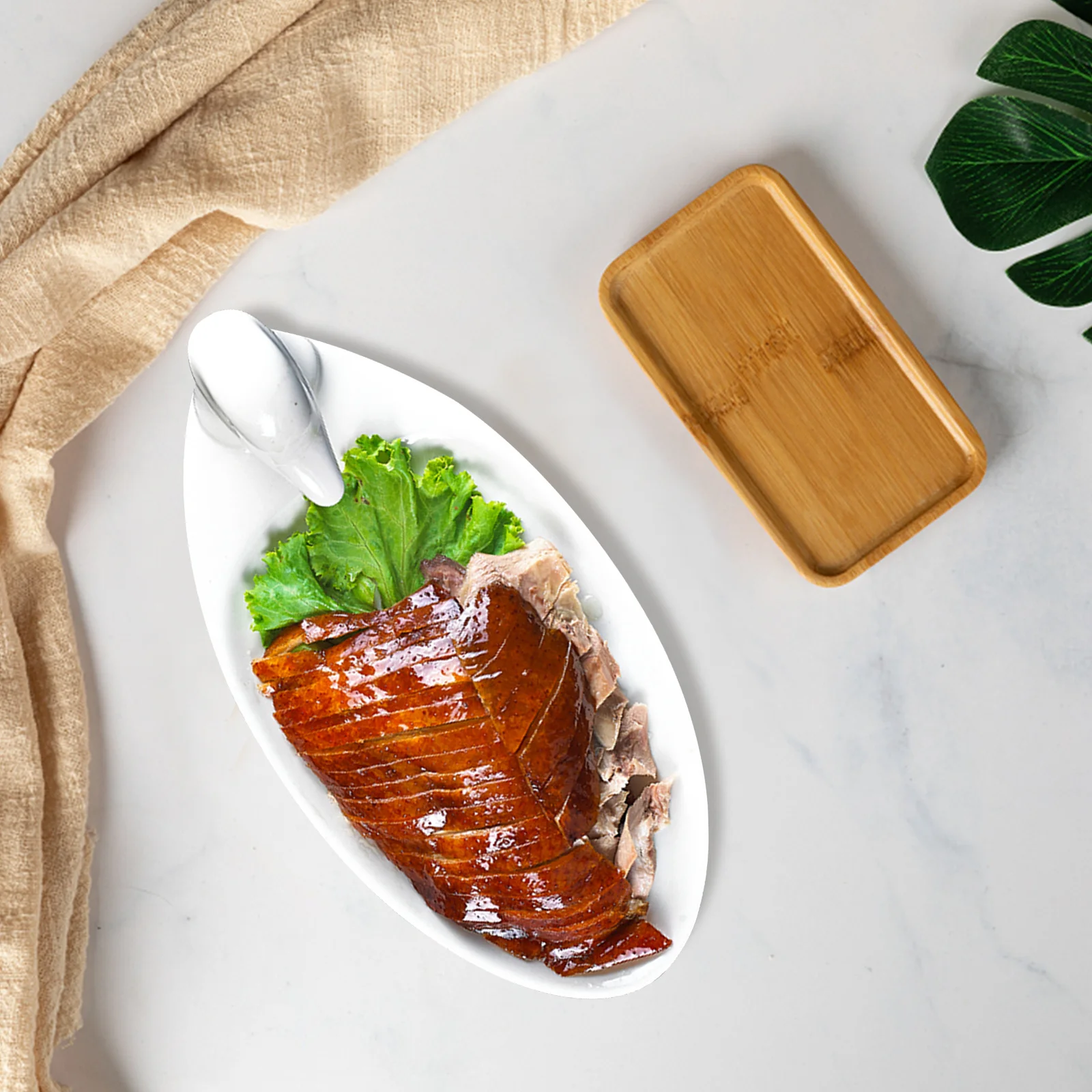 

1Pcs Ceramic Roast Plate Tray Smooth Surface Easy Clean Appetizer Serving Platter for Home Restaurant Roast Plate