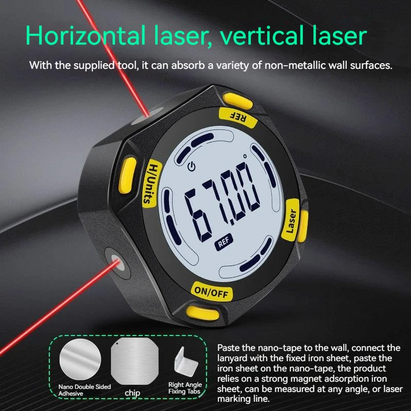 RICHMETERS RM081 Digital Angle Level Box Protractor Laser Line with Magnet Measuring Tool