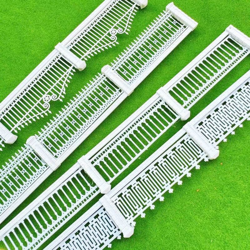 1Meter/set l 1:87 HO Scale Model Fences Plastic Guardrail Architectural Railway White Building Fence Wall Landscape Decorative