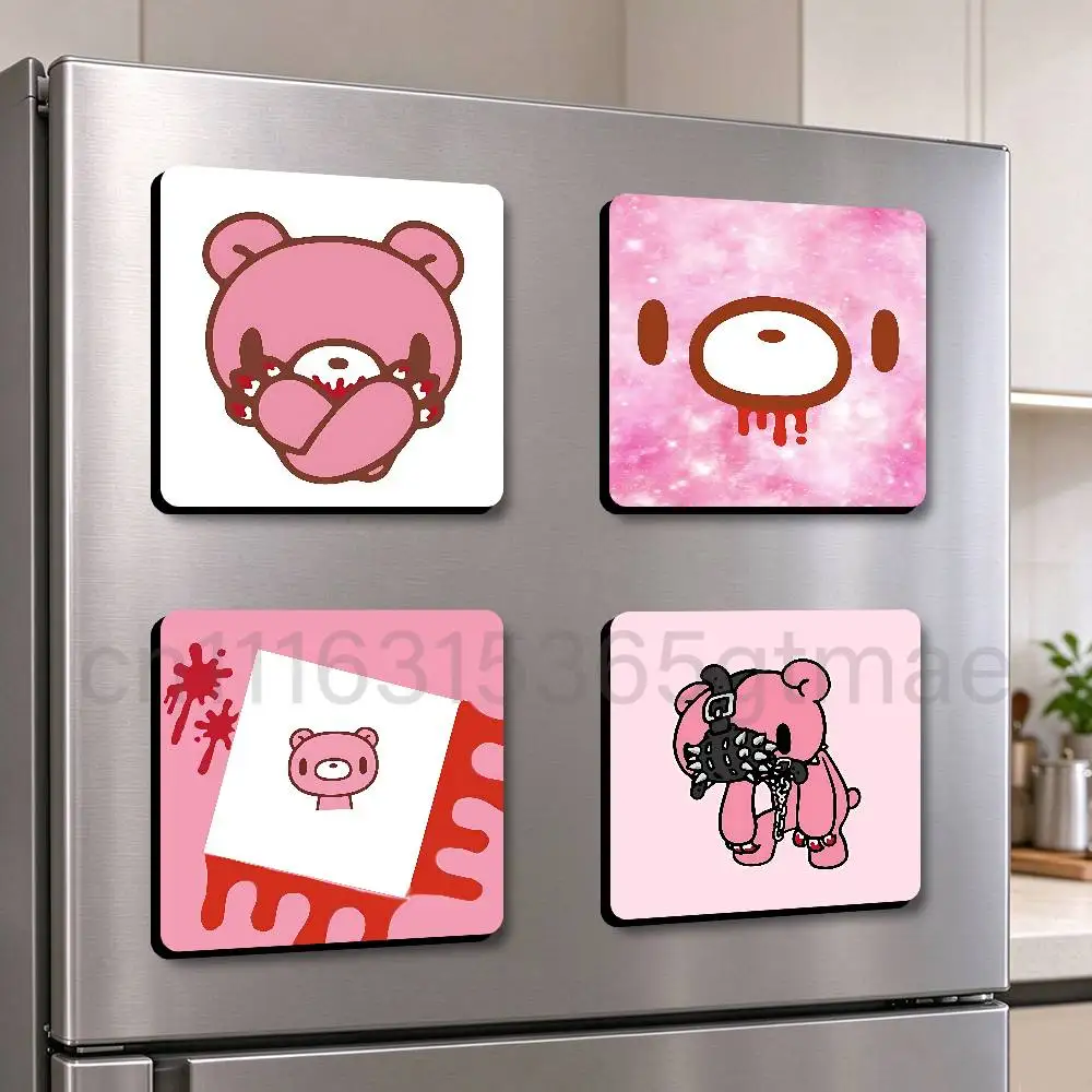 Kawaii G-Gloomys Cute Pink Bear 75x75mm Frigerator Magnet Square Stickers Personalize Fridge Refrigerator Wall Door Decoration