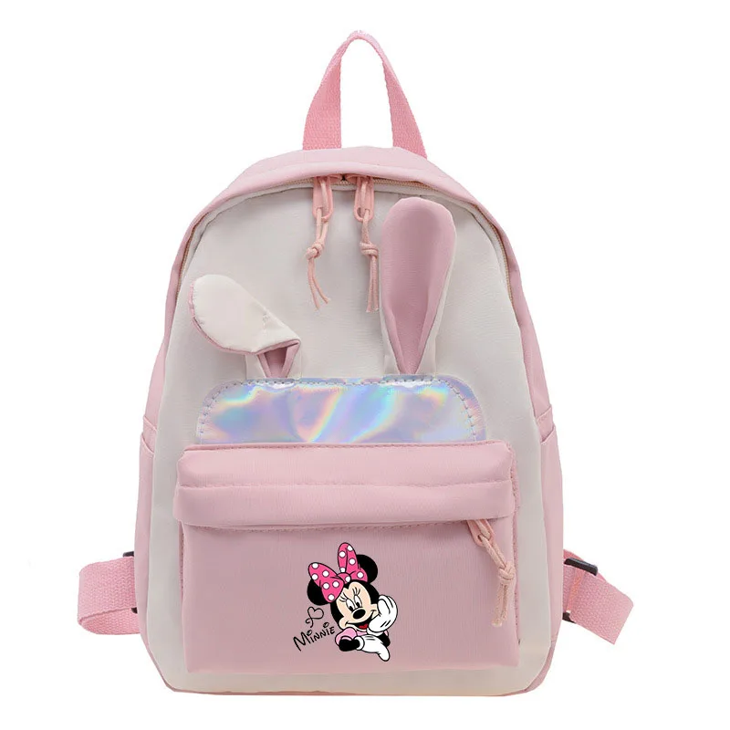 Disney Mickey Minnie Mouse Backpack for Girls Boys Kindergarten Rucksack Casual School Bags Travel Rabbit Ears Backpacks Mochila