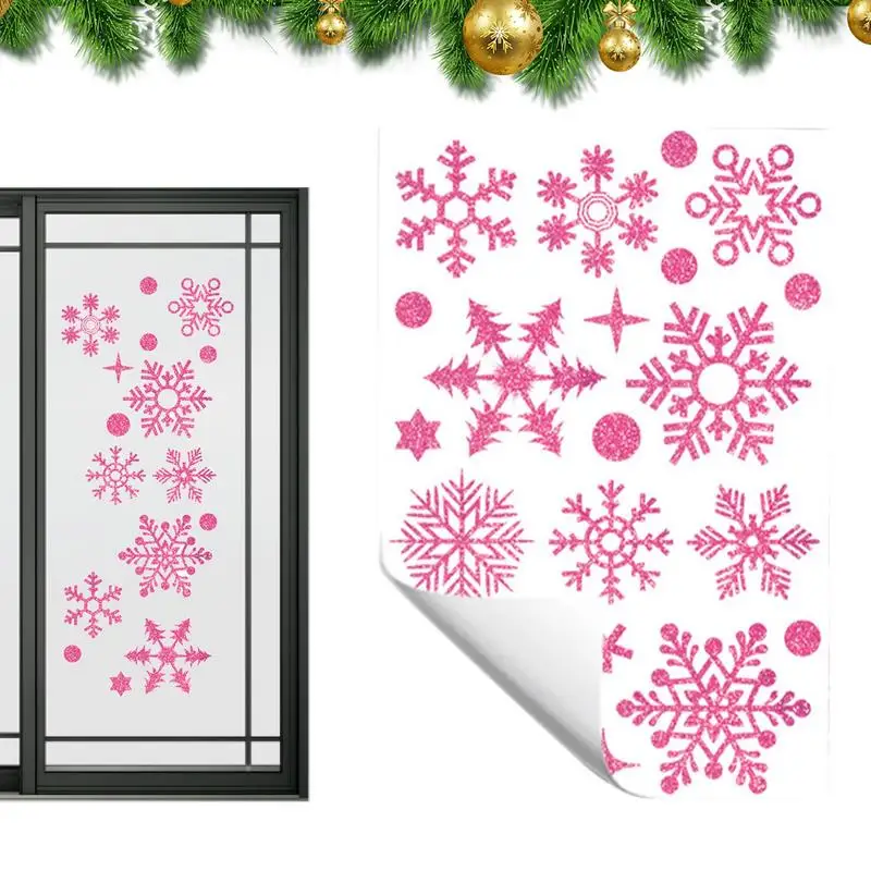 2025 Christmas Snowflake Window Clings Stickers New Year Wall Glass Windows Sticker Xmas Double Side Decorations Home Decor