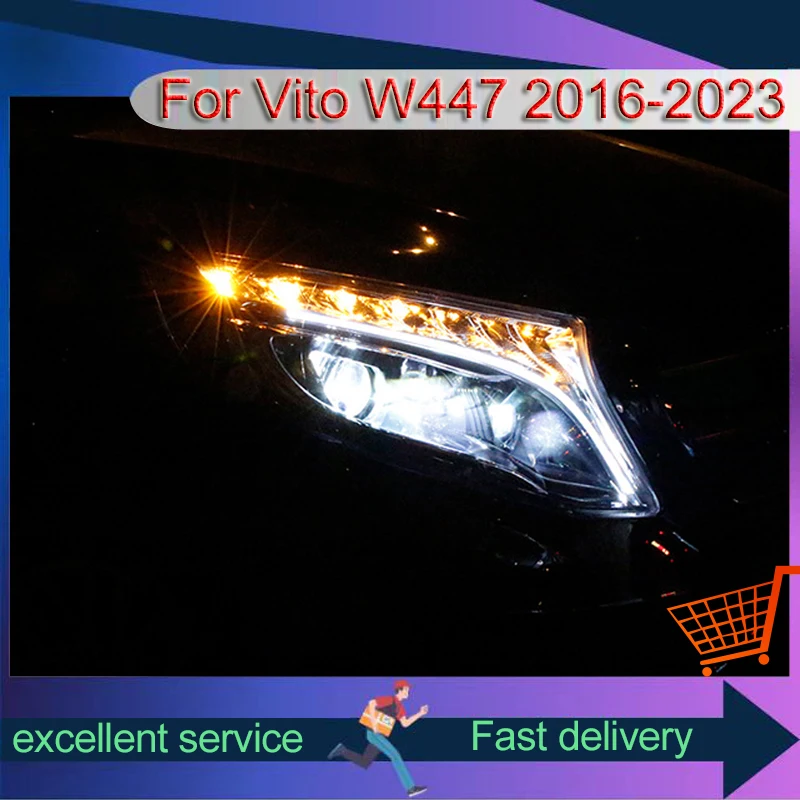 

Headlight Suitable For 2016-2023 Mercedes Benz Vito W447 Refit Assembly Streaming Turn Signal Light DRL Full LED Auto Accessory