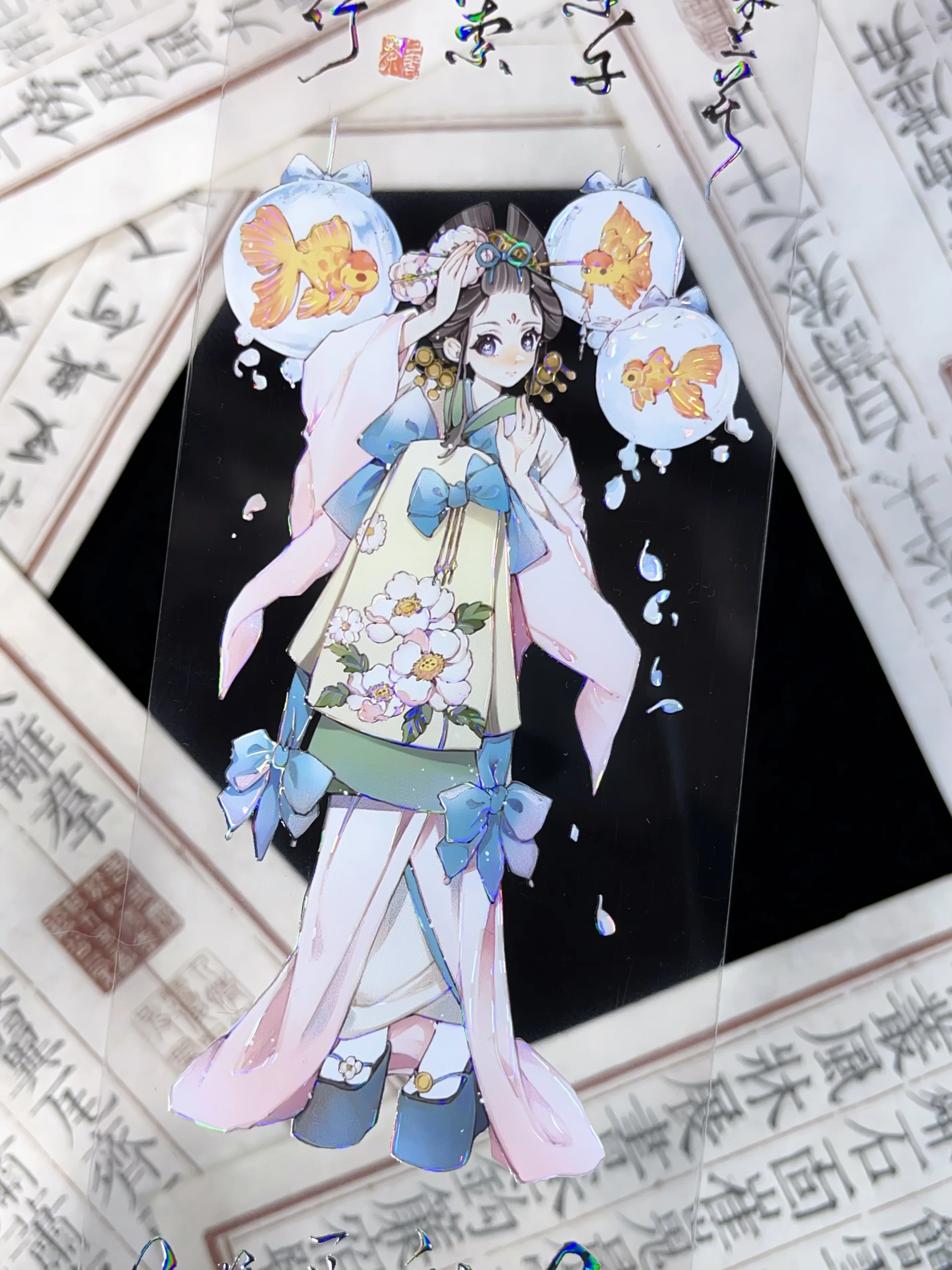 

Lovely Gololdfioldfish Girl Shiny Shell PET Tapes Craft Supplies DIY Scrapbooking Card Making Decor Plan Sticker