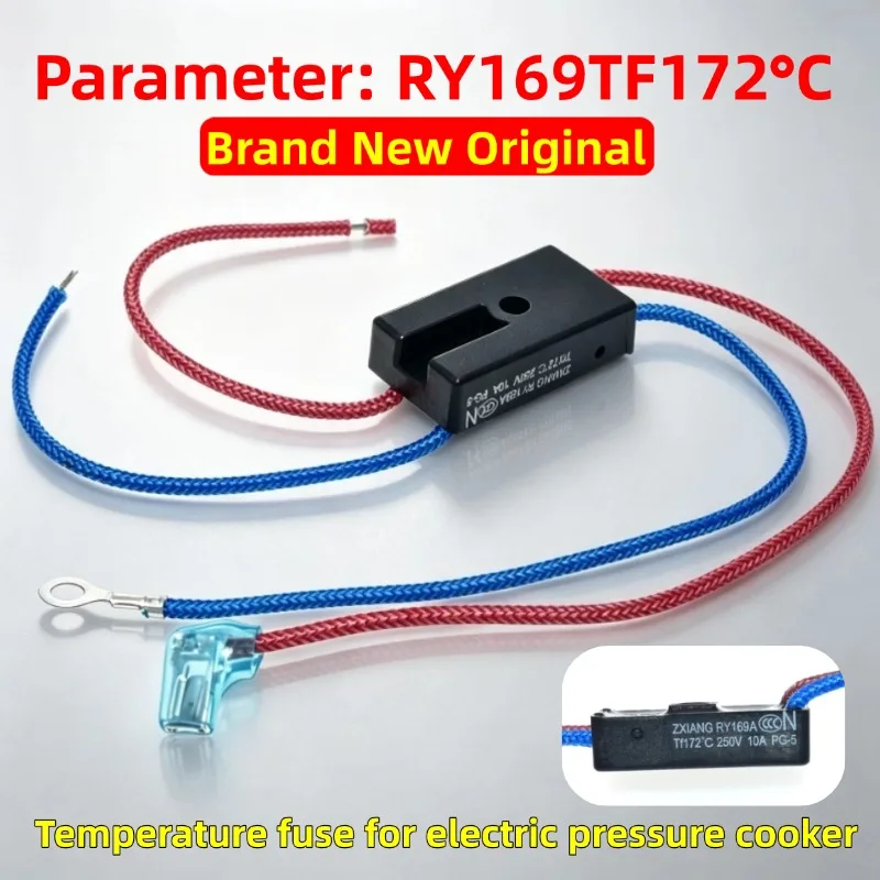 RY169A Thermal Fuse Tf 172°C 10A 250V, Electric Pressure Cooker Temperature Fuse, 4-Wire Overheat Protection Cutoff