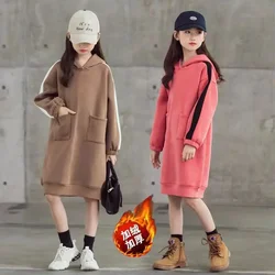 Fashion Girls Dress Autumn Winter Children Thicken Sweater Loose Dress Long Sleeve Kids Dresses For Girls Teen 8 10 12 14 Year