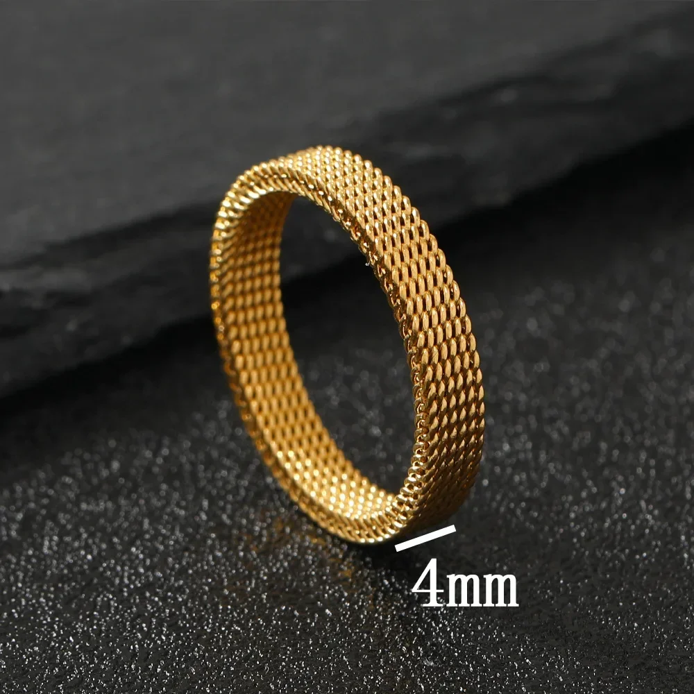 Fashion Jewelry New 4mm Mesh Deformable Ring Versatile Design Sense Titanium Steel Ring for Women