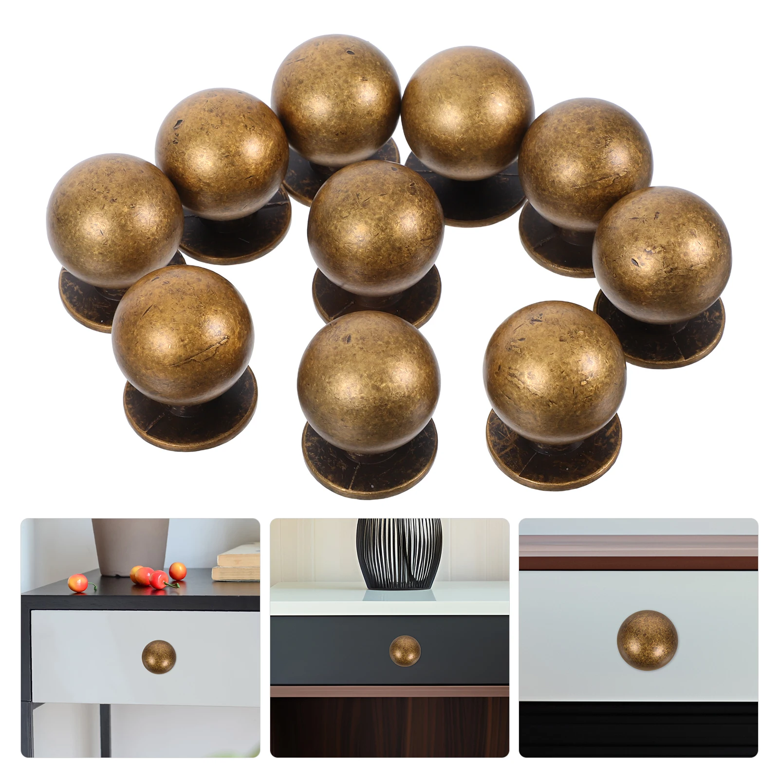 

10Pcs Vintage Cabinet Knobs Zinc Alloy Solid Retro Round Kitchen Drawer Handles Style Pulls for Furniture Cupboard