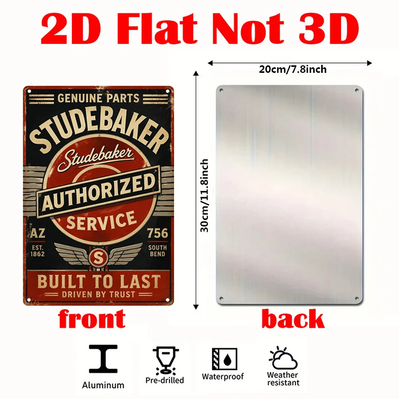 1pc Authenticated Design Aluminum Signs, Vintage StudebakerMetal Plate Wall Art Print, Classic Car EmblemAluminum Plate Sign, Re
