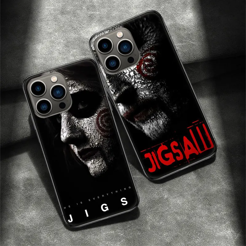 Saw Jigsaw Killer Hhorror Phone Case For Apple Iphone 16 15 Plus Soft 13 12 Mini Cover 11 14 Pro Max Capa X XS XR 8 7 Shell Coqu