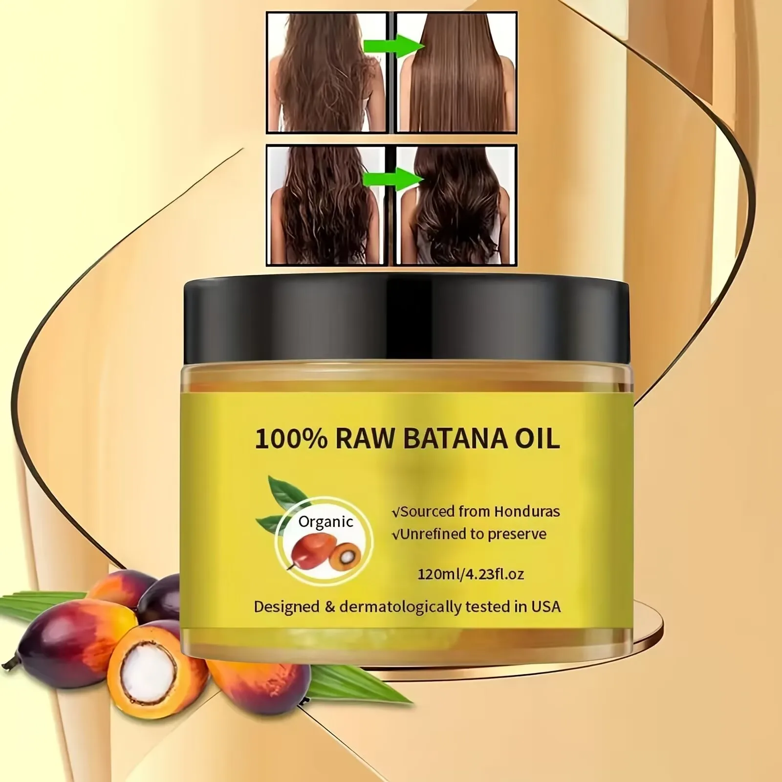 

Масло Батана для ухода за кожей головы и волос, обогащенное пальмовым маслом, растительные экстракты, средство по уходу за кожей головы и волосами