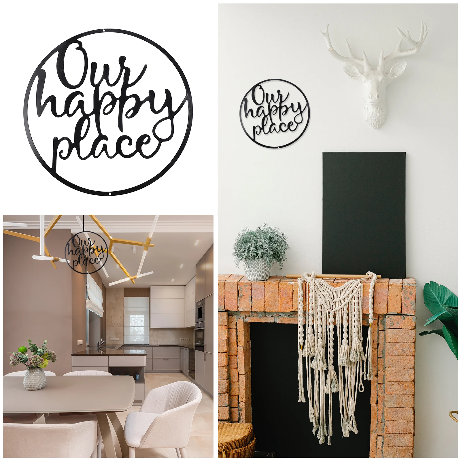 

Metal Pendant Entrance Large Black Ornaments Decoration Entryway House Wall Hanging Iron Letter