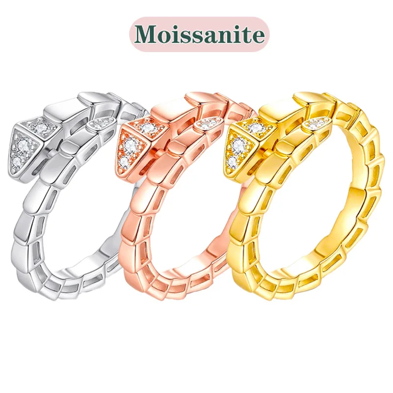 

Snake ring all moissanite S925 rings Bring GRA certificate Light luxury high-end engagement ring for girls not open ring