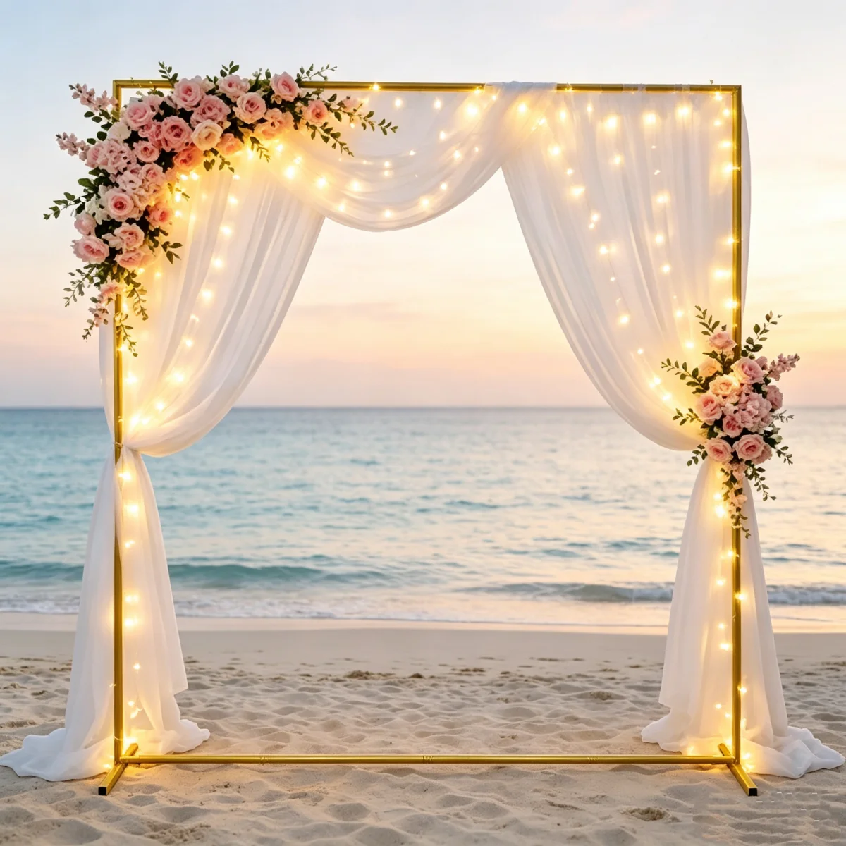 Arche de mariage carrée dorée, 2x1,5 m, 2x2 m, structure métallique robuste et amovible pour ballons et fleurs, décoration de fond pour fêtes d'anniversaire en intérieur et en extérieur