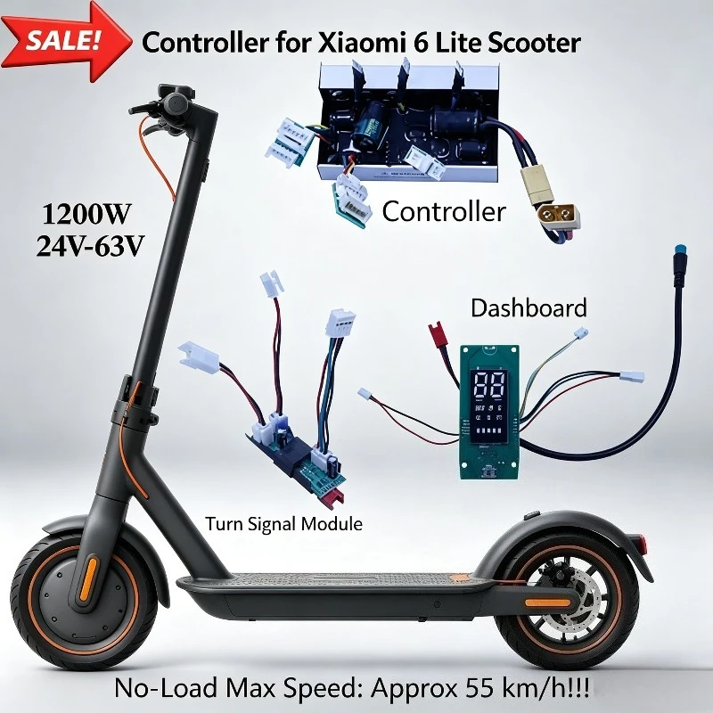 

Upgraded 1200W Controller Kit for Xiaomi 6 Lite Series Scooter 24-63V Bluetooth APP, Self-Learning, 3-Speed (Unlockable), Cruise