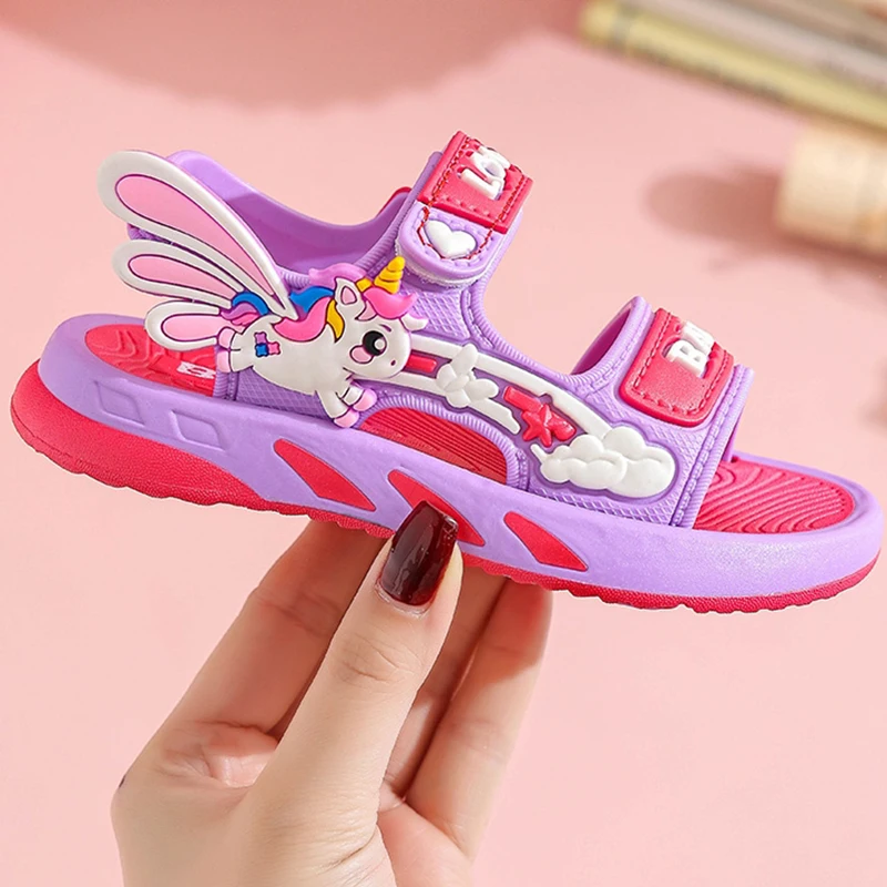 Girls Sandals Summer New Cute Princess Sandals Beach Shoes Soft Sole Girls Sports Children Sandals