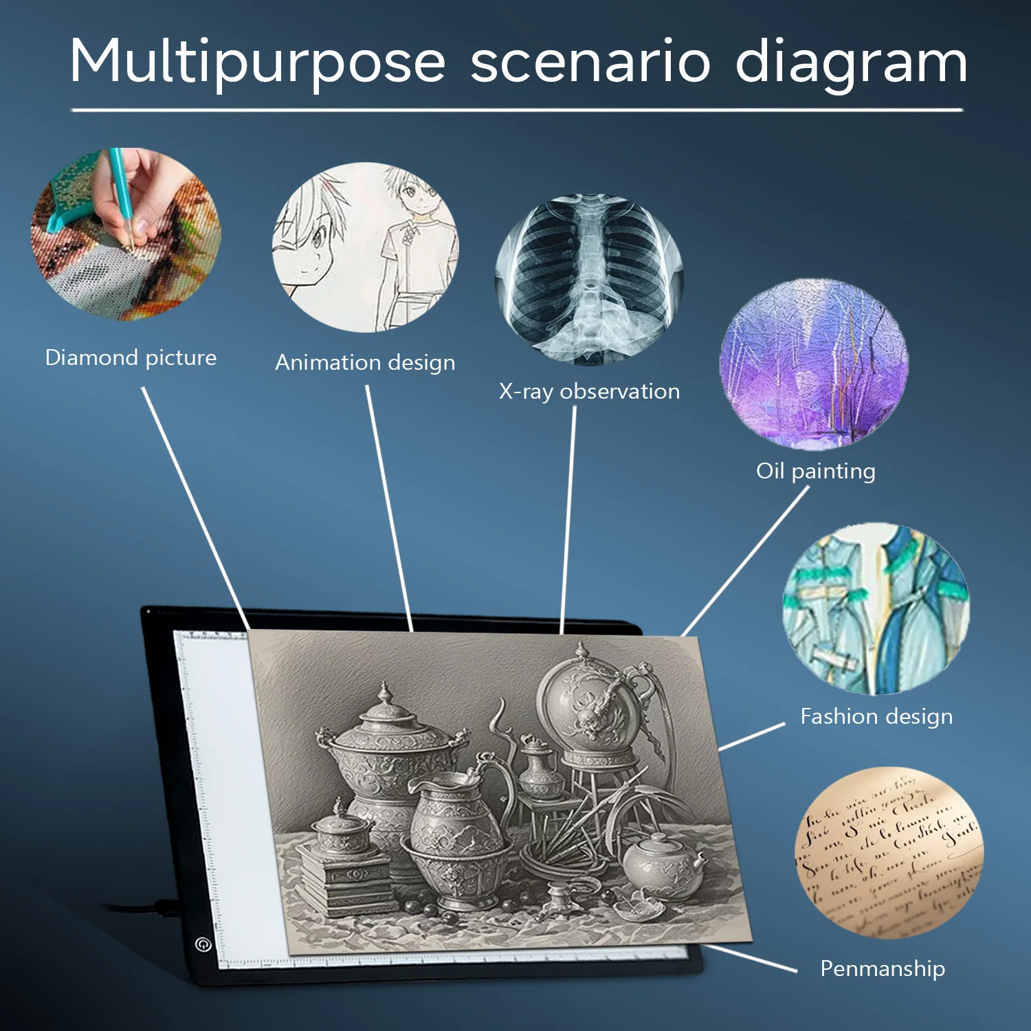 Planche lumineuse de lutte pour peinture diamant, boîte à lumière, gradation LED, protection des yeux, planche à dessin, croquis, animation, kit de dessin, A3