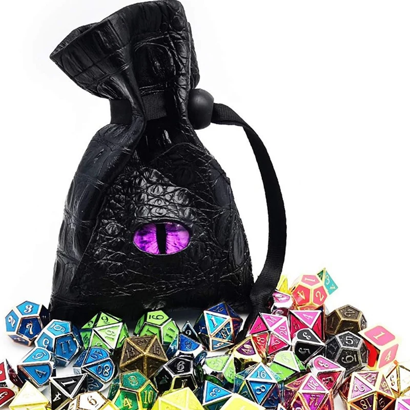 Drawstring Dice Bag PU Leather DND Dice Pouch Tarot Oracle Cards Storage Bag Gift Coins Jewelry Accessories Dice Bag