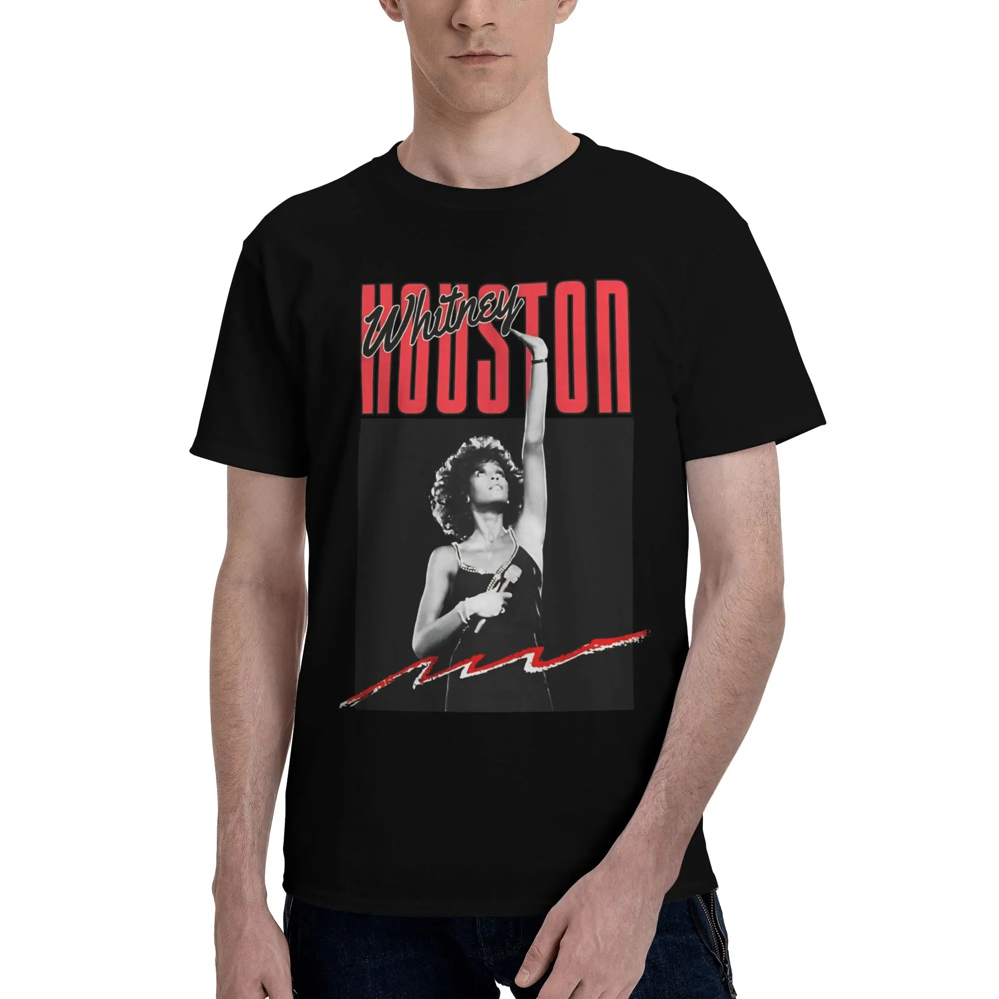 Art Funny Graphic 100% Cotton T-Shirt Whitney Houston Tops Tees For Men