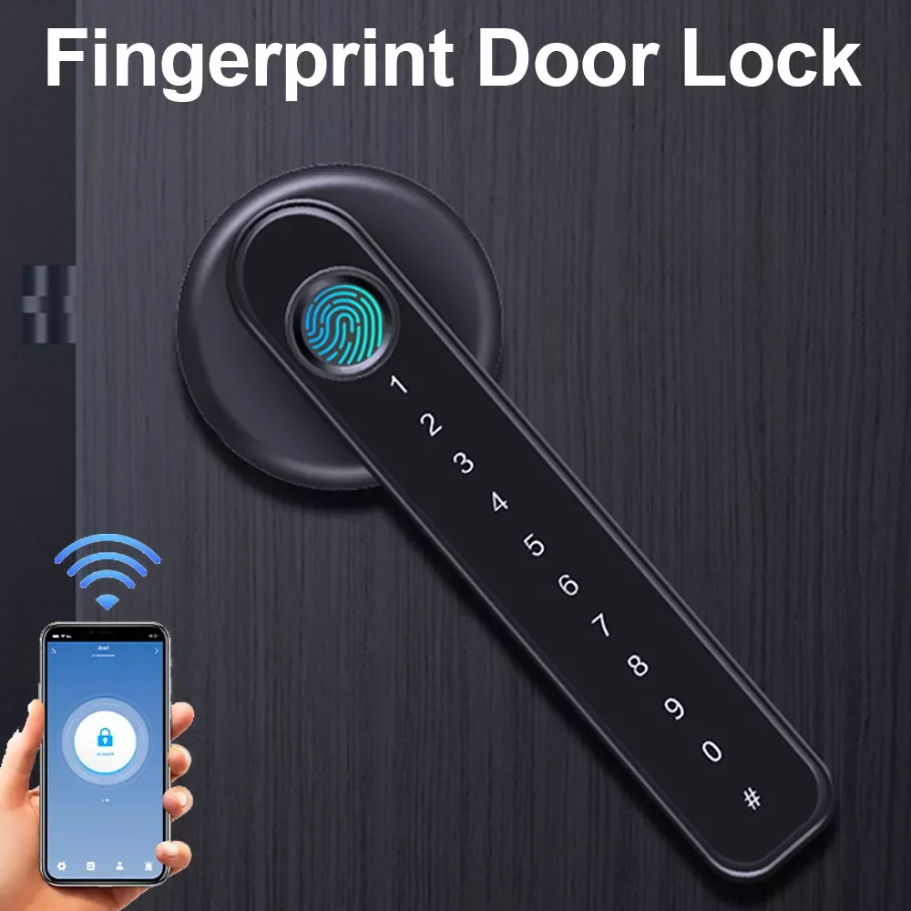 NEW Fingerprint Door Lock Super Security Biometric Password Handle TT Lock APP Control Unlock Keyless Entry Electronic Lock