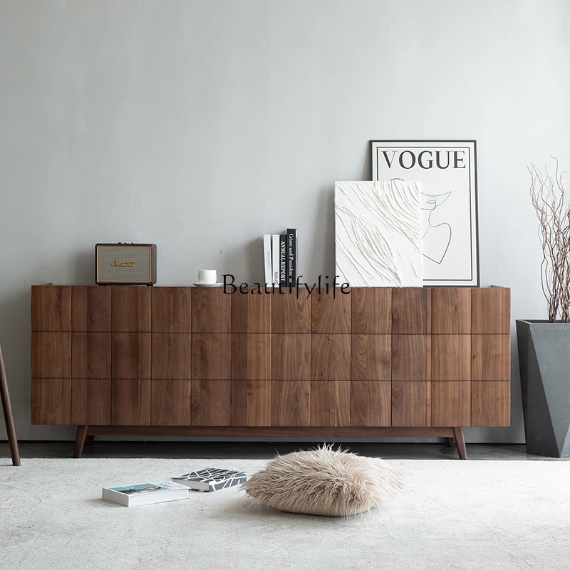 

All solid wood TV cabinet North American black walnut simple locker