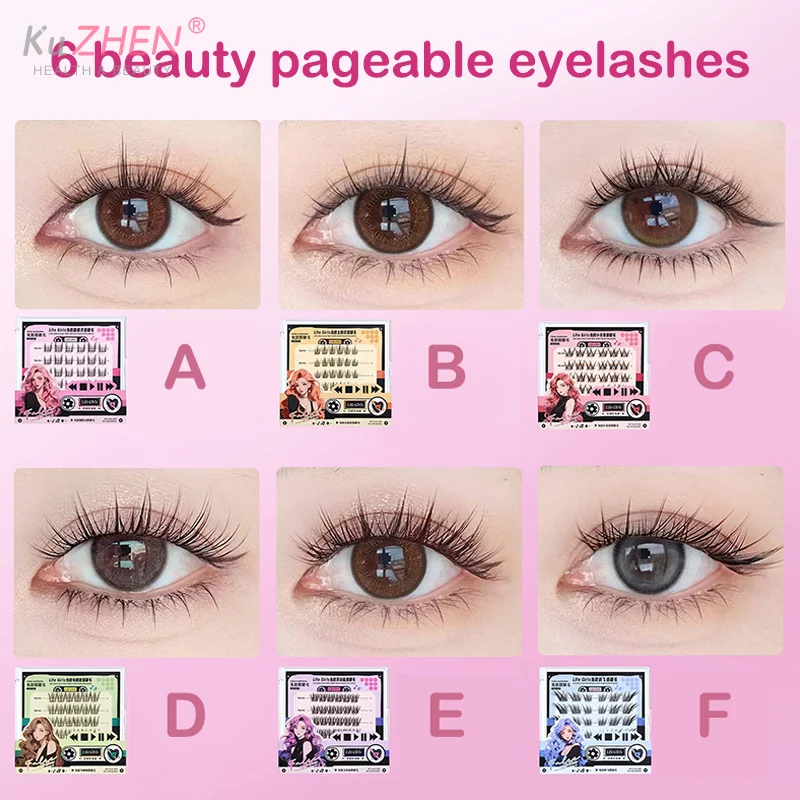 36 Cluster, kleberfrei, selbstklebend, falsche Wimpern, dickes Curling, Sonnenblume, DIY, Anime-Augen, Wimpernverlängerung, Vergrößern der Augen