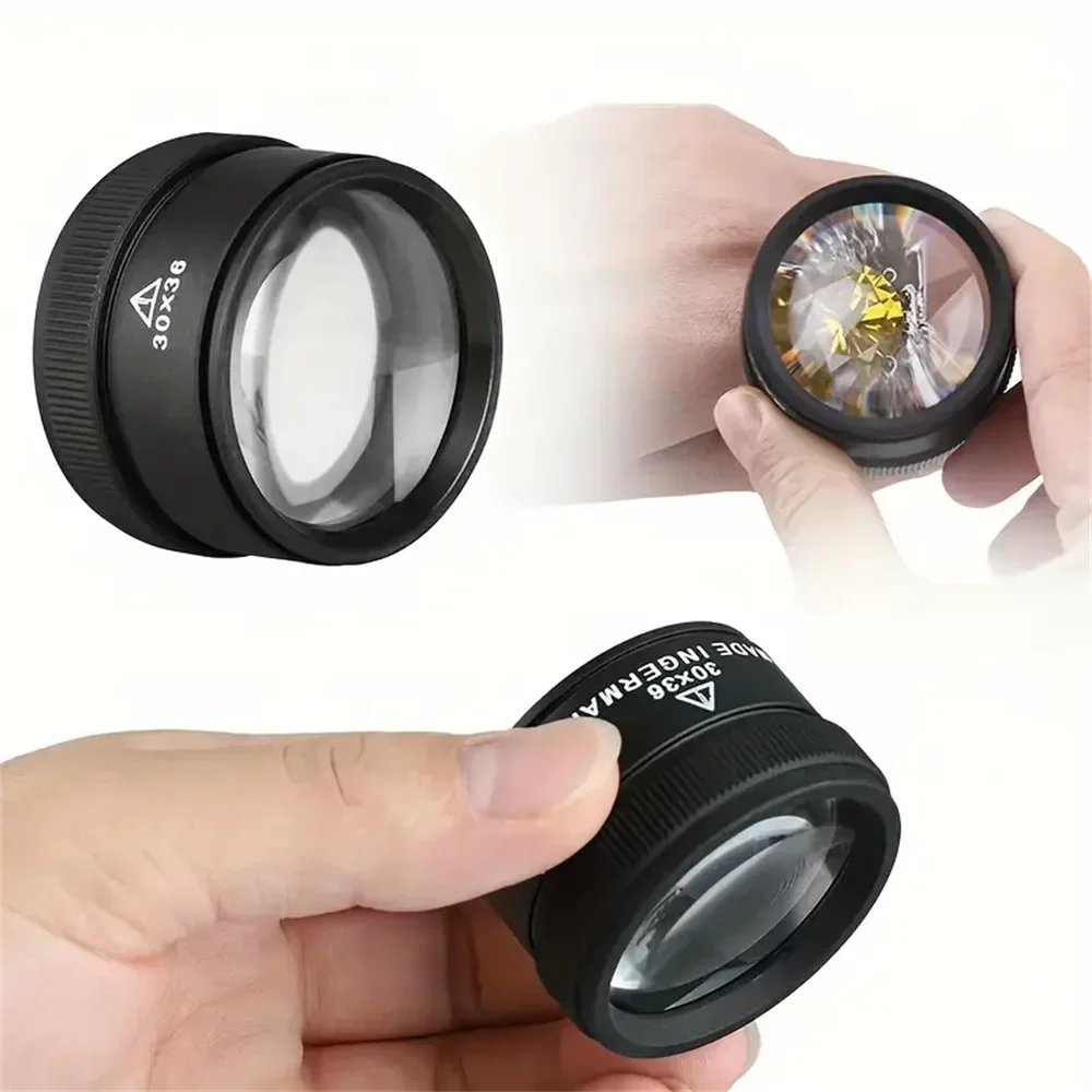 Optical Magnifying Glass 30x36 Portable Pocket LED Handheld Magnifier for Jewelry Coin Stamps Electronics Watch Repair