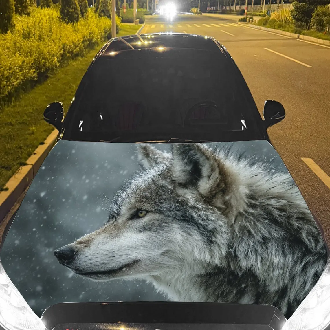 

Car Decals A Wolf With Serene And Wintry Charm In A Snowy Scene Car Hood Sticker, Waterproof Self - Adhesive Vinyl Graphics Deca