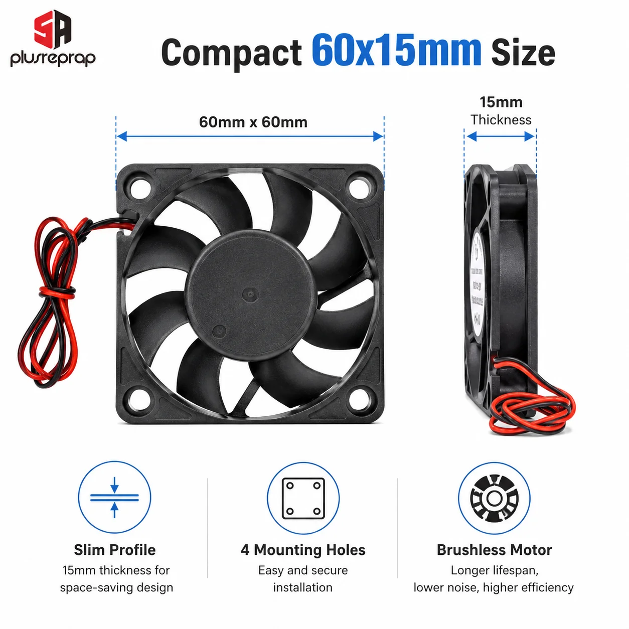 6015 DC 12V 24V Cooling Fan Brushless 60x60x15mm Cooler Plastic Fan for Reprap 3D Printer Parts
