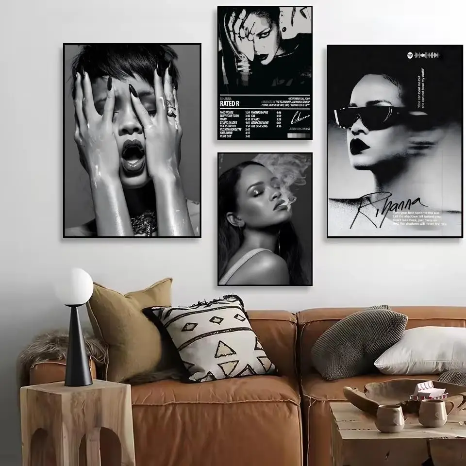 Singer Star R_RihannA Magazine Poster Decorative Stickers Wall Art Prints for Home Hallway Living Room Bedroom Decoration Gift
