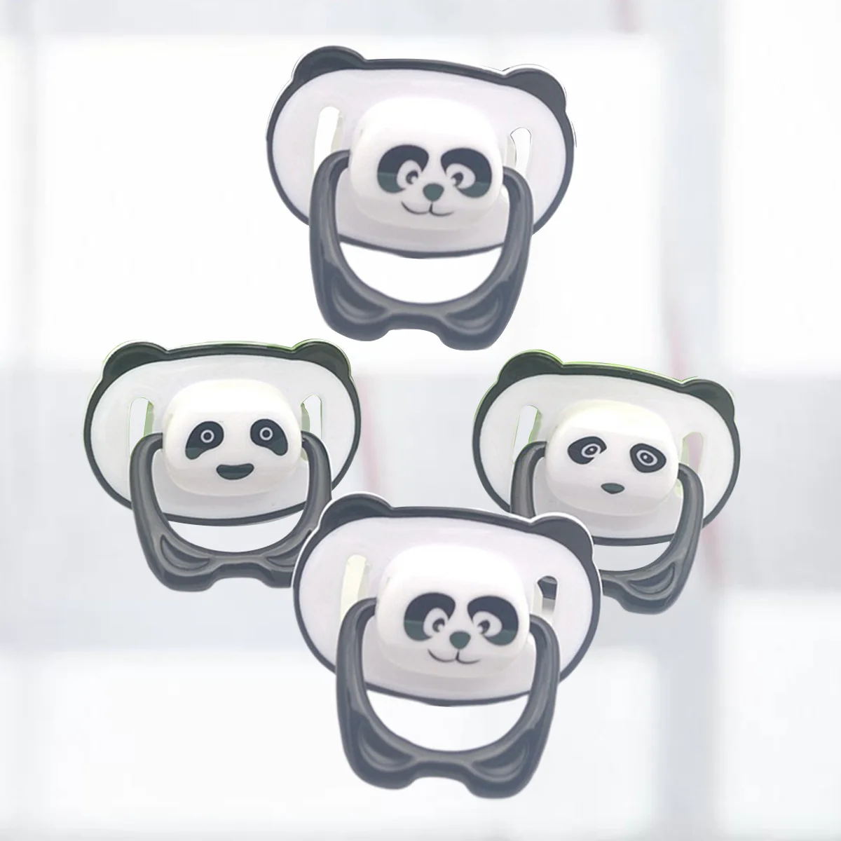 

4Pcs Baby Pacifiers Silicone Panda Design Pacifier Set Mixed Round Flat Heads Infant Soother Clips Baby Pacifiers