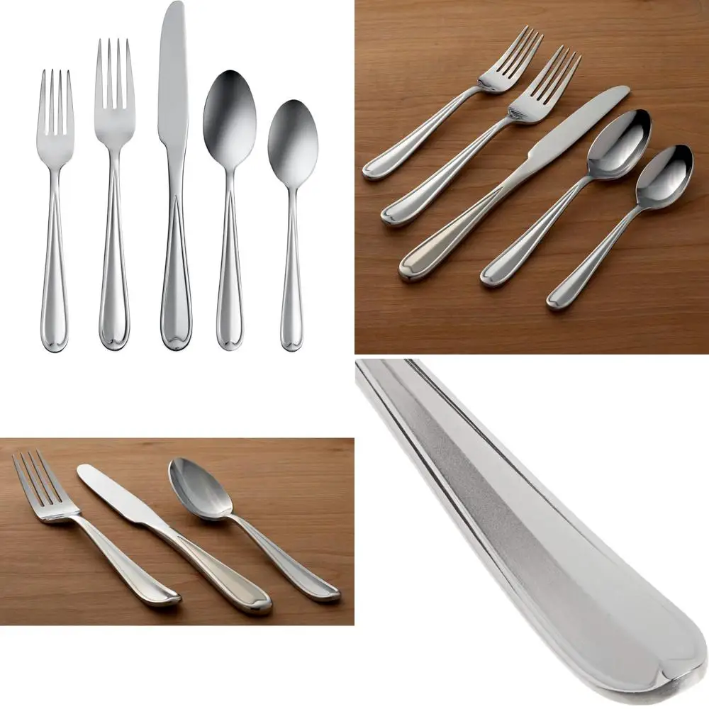 

Dylan 42-Piece Flatware Set for Everyday Use, Service for Eight, 18/0 Stainless Steel, Silverware Collection