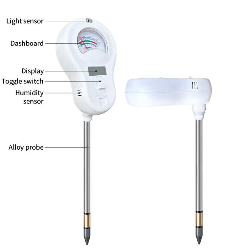 ABKJ-Temperatur Luftfeuchtigkeit Sonnenlicht Licht 6 In 1 Boden Tester Boden Feuchtigkeit PH Meter Garten Pflanzen Test Werkzeug Feucht