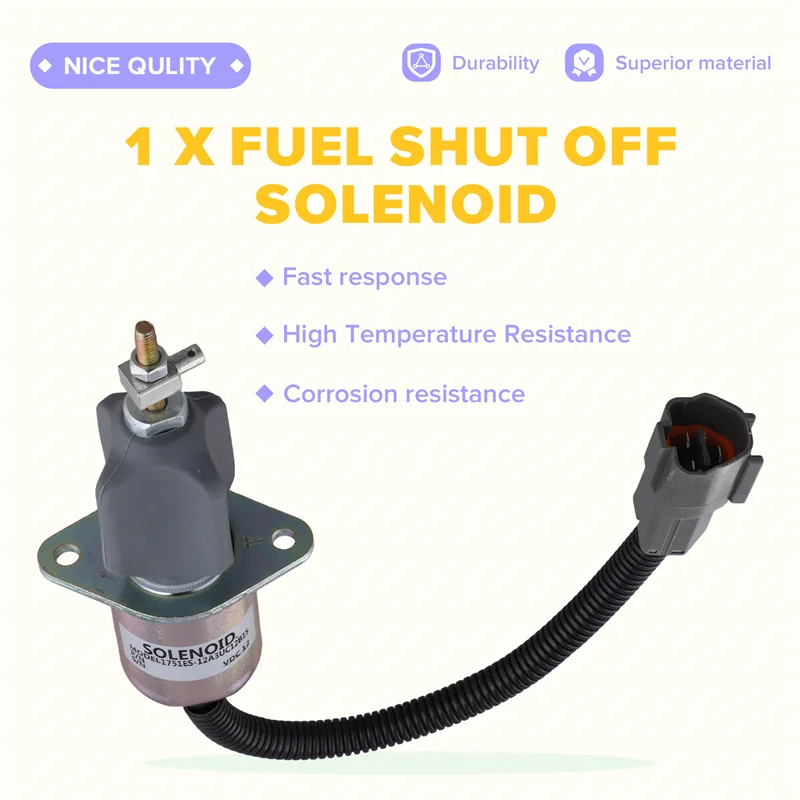 1751ES-12A3UC12B1S 12V Fuel Shut Off Solenoid 129953-77811 For Yanmar 4NTE94 Engine For Hyundai R60-5 R210-5 SA-4673-S