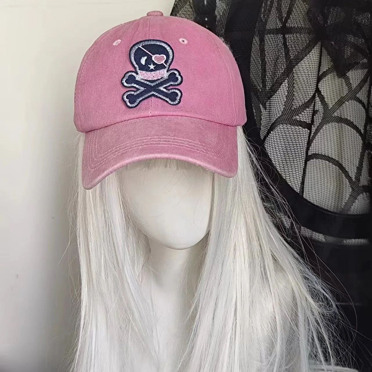 Casquette de Baseball avec tête de mort brodée pour femmes, chapeau Ins Y2K rose, doux et Cool, décontracté, visière, accessoires Harajuku, nouvelle collection